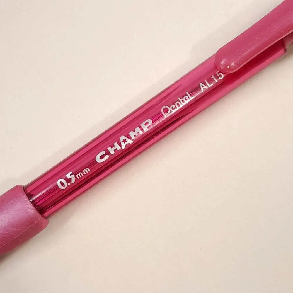 PENTEL CHAMP‎ AL15 MECHANICAL Pencil pink Transparent clear .5mm eraser Vintage
